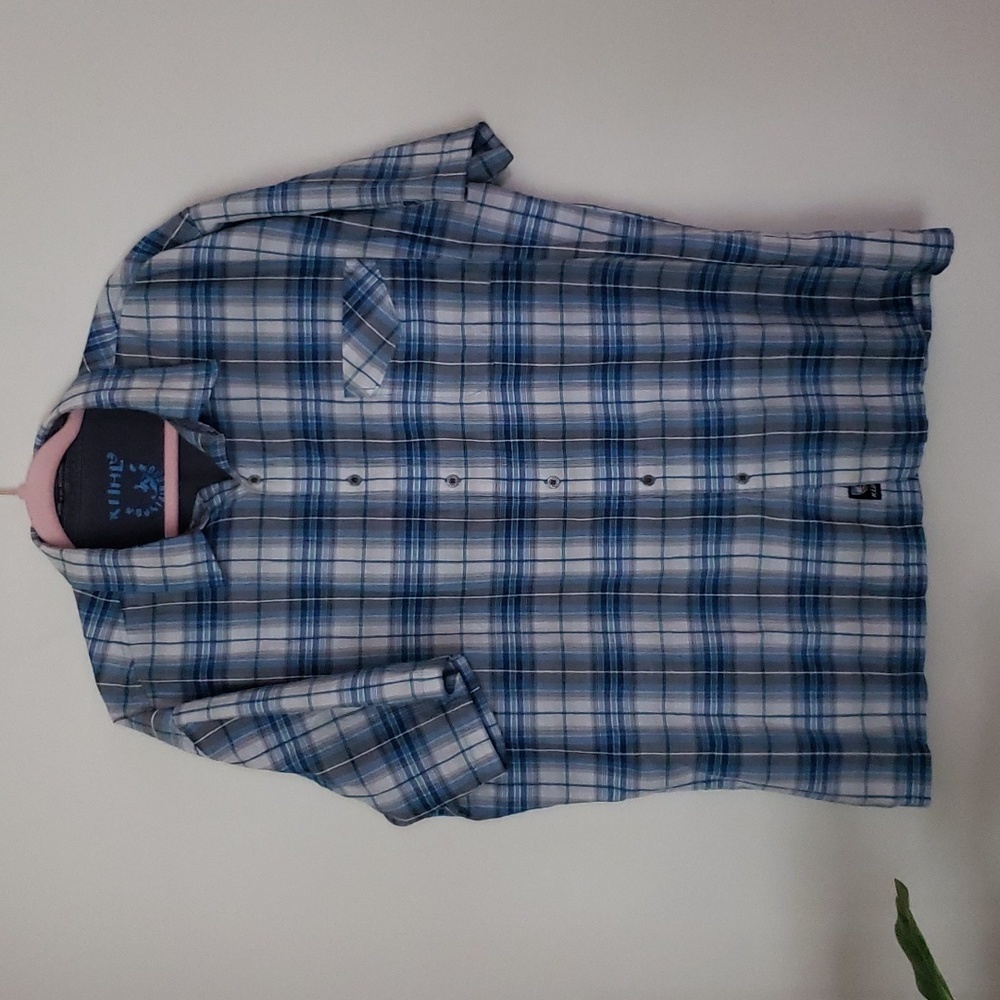 Kuhl Blue Plaid Casual Button Down Shirt